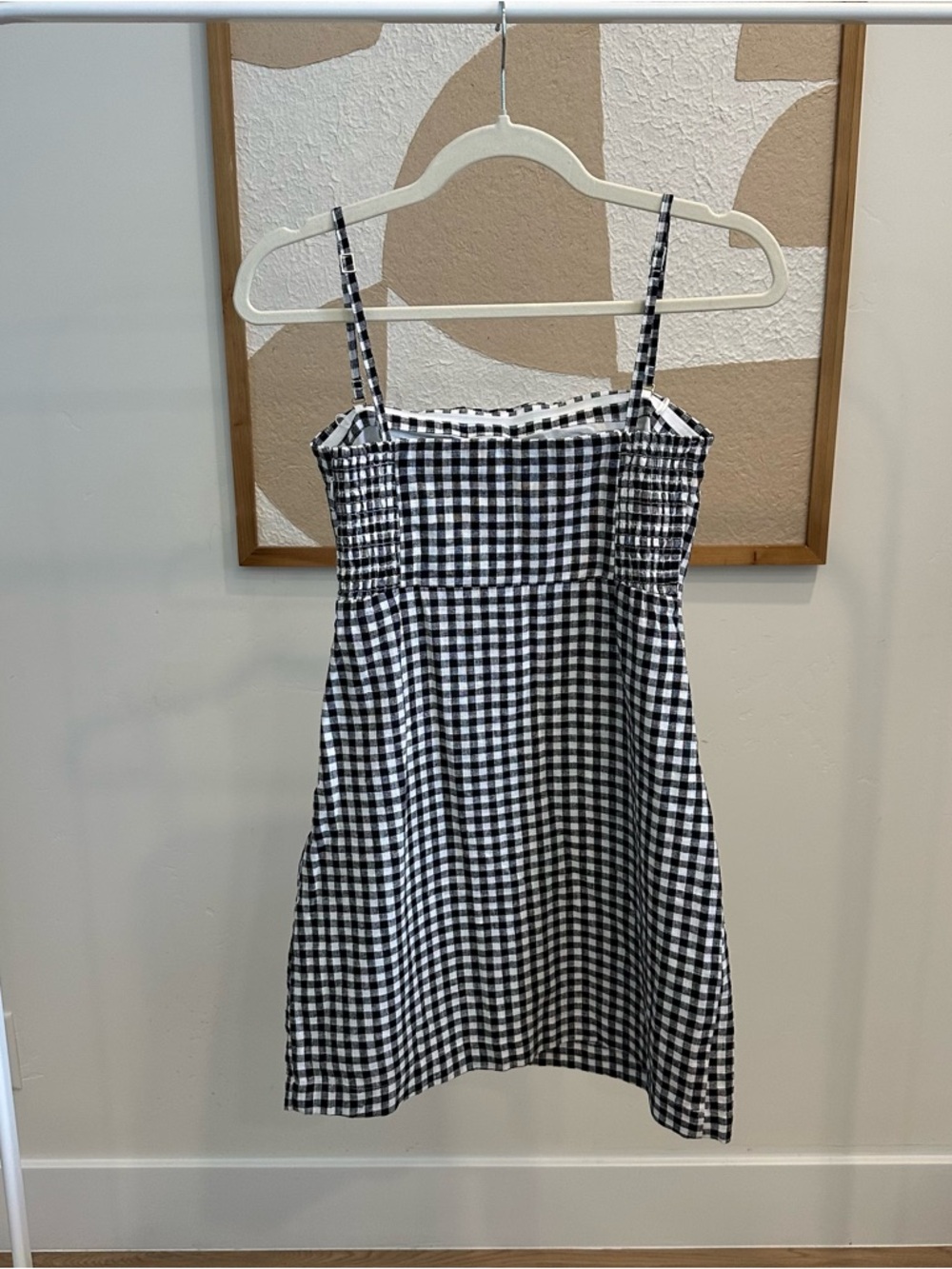 Black & White Gingham Spaghetti Strap Dress w/ Skort - Picture 2 of 3